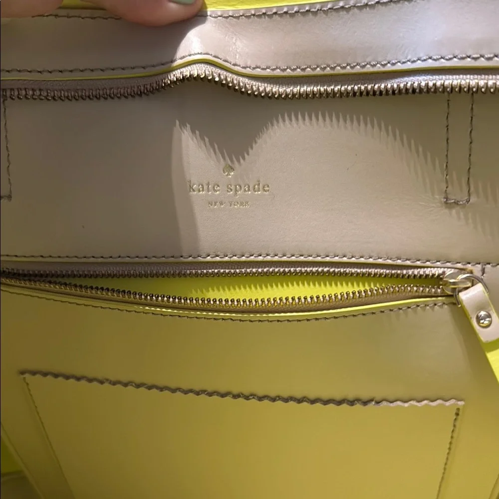 Cream and Yellow Structured Leather Tote Kate spade - Picture 4 of 4